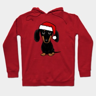 Santa Dachshund Black and Tan Wiener Dog Christmas Hoodie